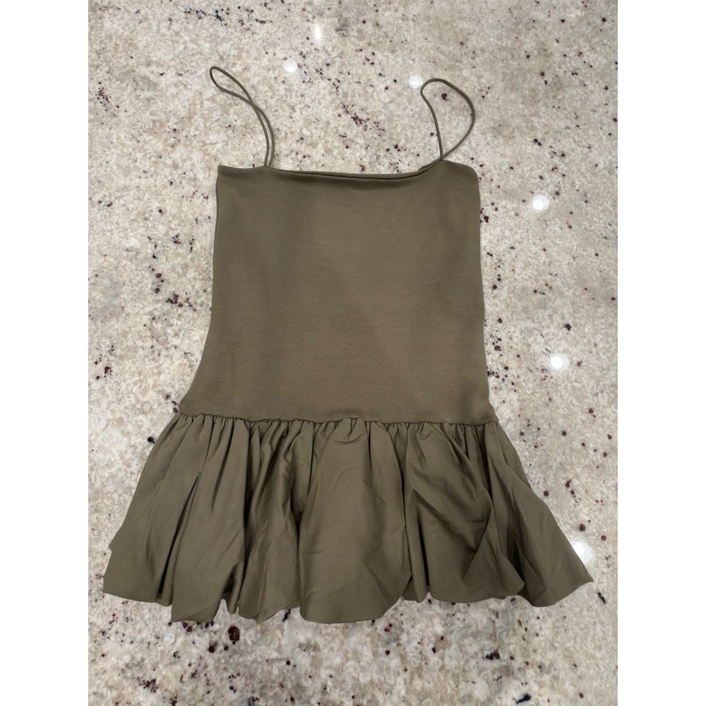 Zara Olive Green Peplum Cami Tank Top Size M